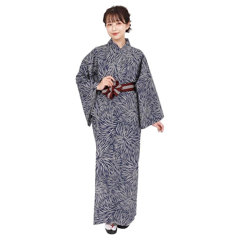 【新品】 [Fuuka] 旅館浴衣 帯 2点 セット 男女兼用 温泉 浴衣 リネン 丹前帯 業務用 菊花紋 Mサイズ (平帯/エンジ)