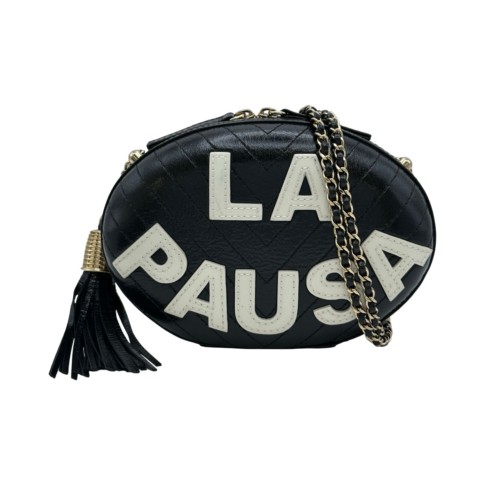 シャネル CHANEL ラパウザショルダーバッグ 27番台 ブラック/ゴールド金具 レザー レディース ショルダーバッグ