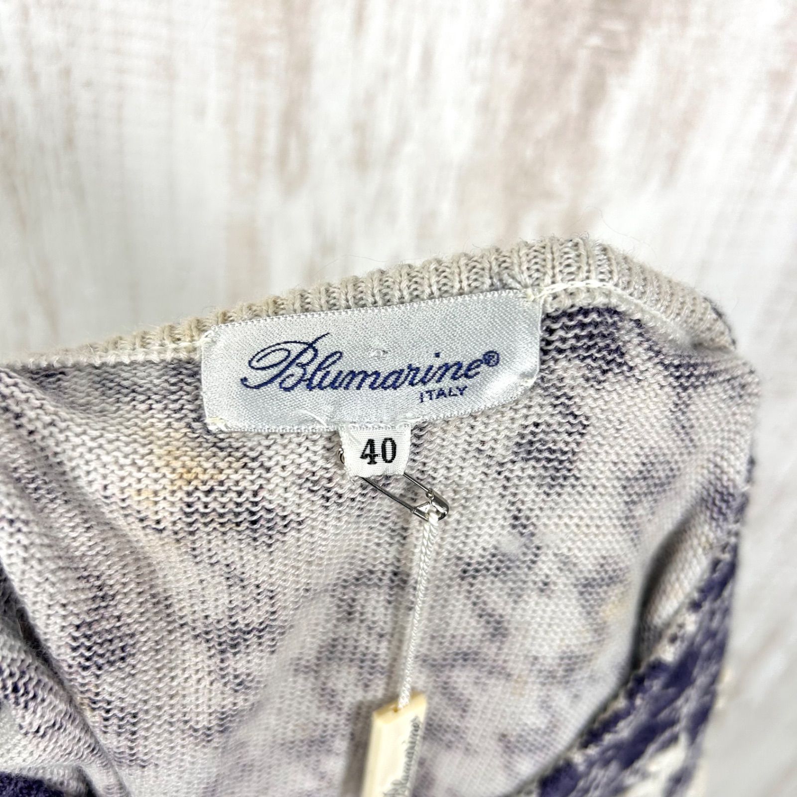新品未使用 Blumarine ブルマリン フラワーモチーフ チェック ウール