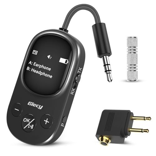 【新品】Bluetooth 5.3 トランスミッター & レシーバー 機内Airpods 2台用 3.5mm Aux ブルートゥース トランスミッター 超小型 Bluetooth アダプタ 2-in-1 ワイヤレス 送信機+受信機 aptX低 e6dbcb8f