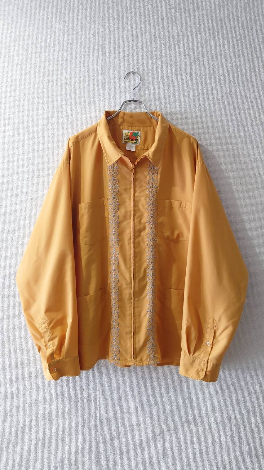 90-00’s HABAND Long-sleeve zip-up guayabera shirt 3XL