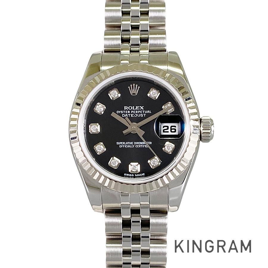 ロレックス ROLEX デイトジャスト 179174G SS WG 10Pダイヤモンド 自動巻 レディース 腕時計 ss【中古】