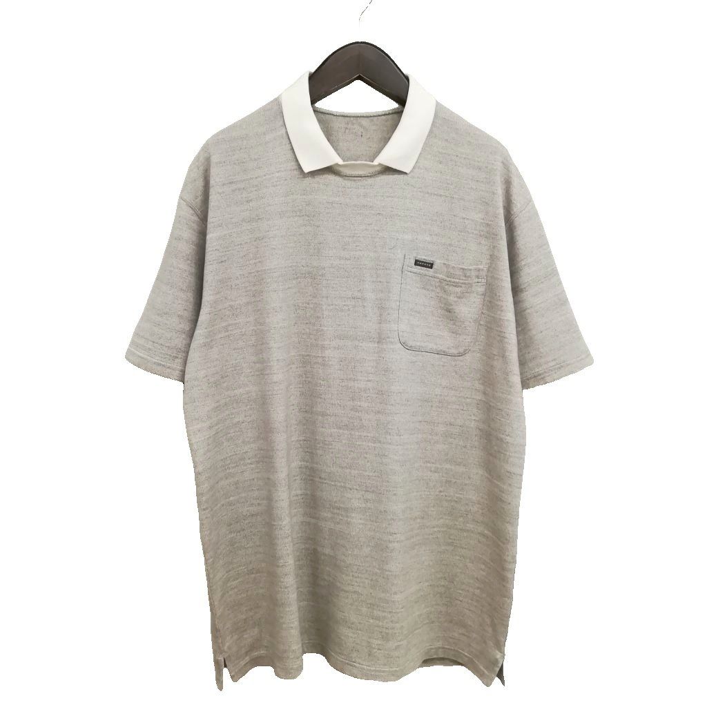 パパス Papas + プラス ニット ポロシャツ Tシャツ コットン 半袖 美品 L 杢グレー