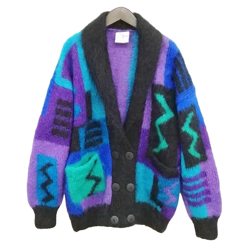 Soft Options ソフトオプションズ ヴィンテージ モヘヤ ニット カーディガン 英国製 美品 マルチカラー