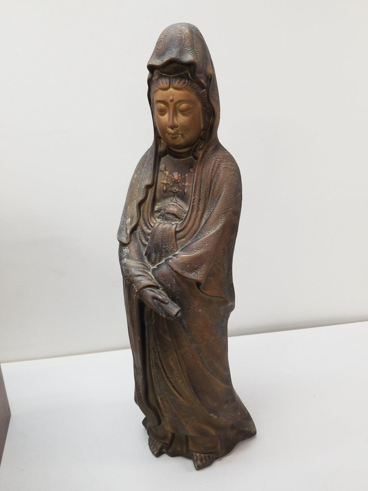 【特大61cm】在銘 刻印あり 聖観音菩薩像 仏像 観音立像 仏教美術 骨董調 アンティーク 置物 オブジェ A1733B12