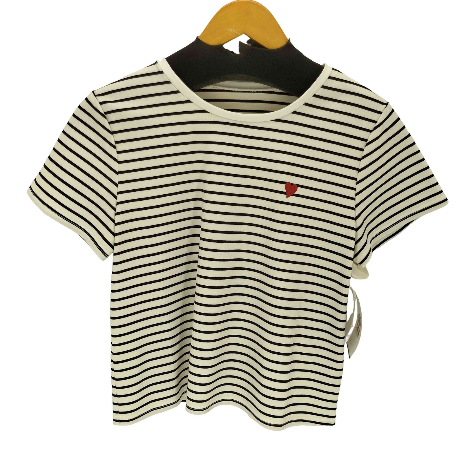アプワイザーリッシェ Apuweiser riche ハート刺繍 ボーダーTシャツ