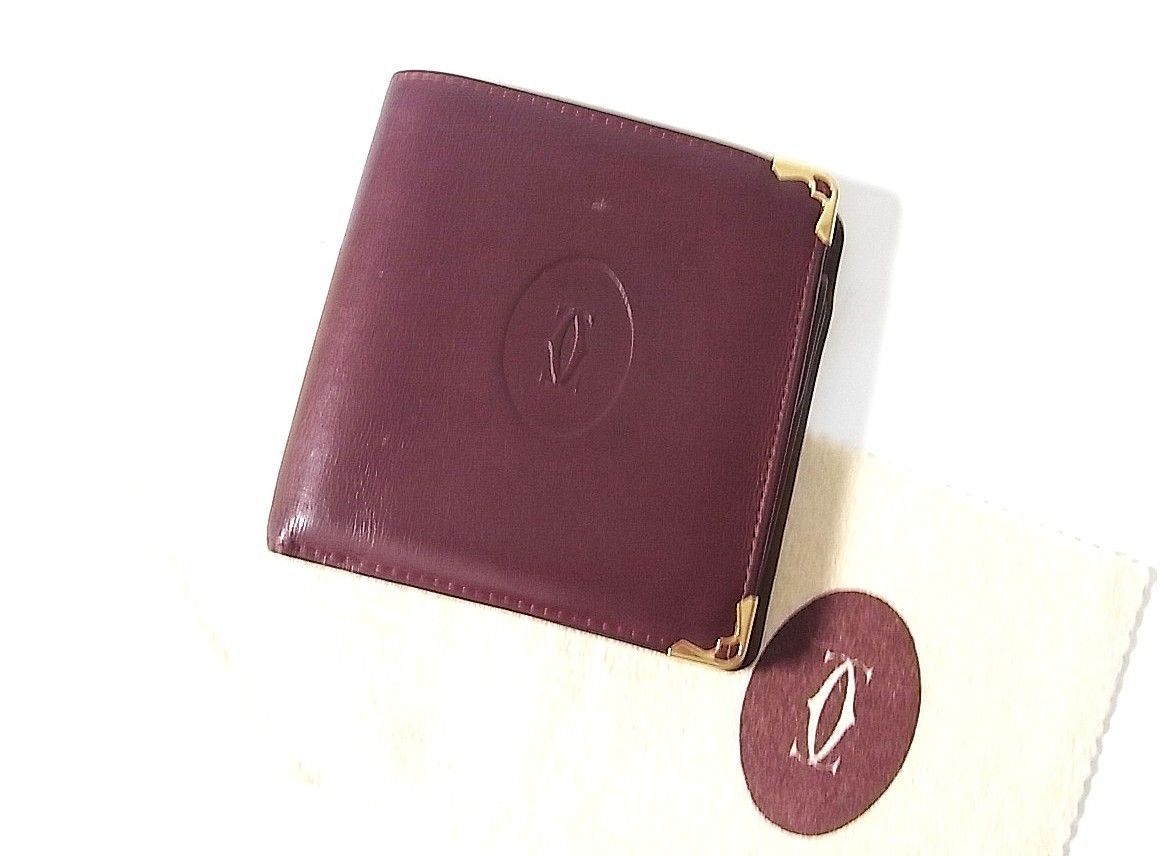 Cartier カルティエ マストライン カーフ製二つ折り財布 ボルドーブラウン