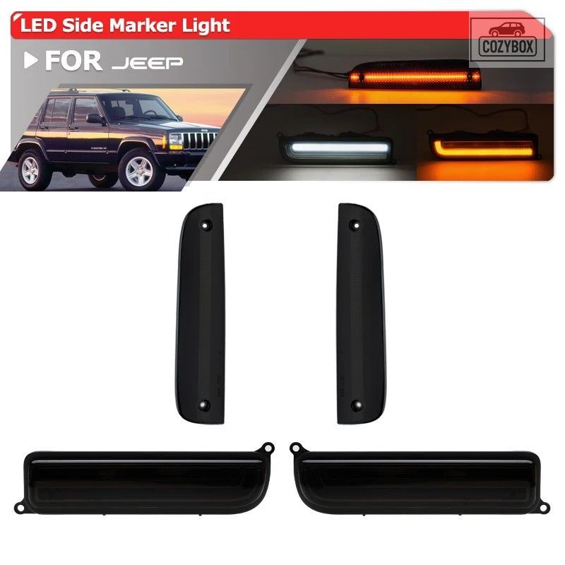 97-01 XJ シグナルライトコンボ スモーク バンパー LED パーキング/ウィンカー+コー