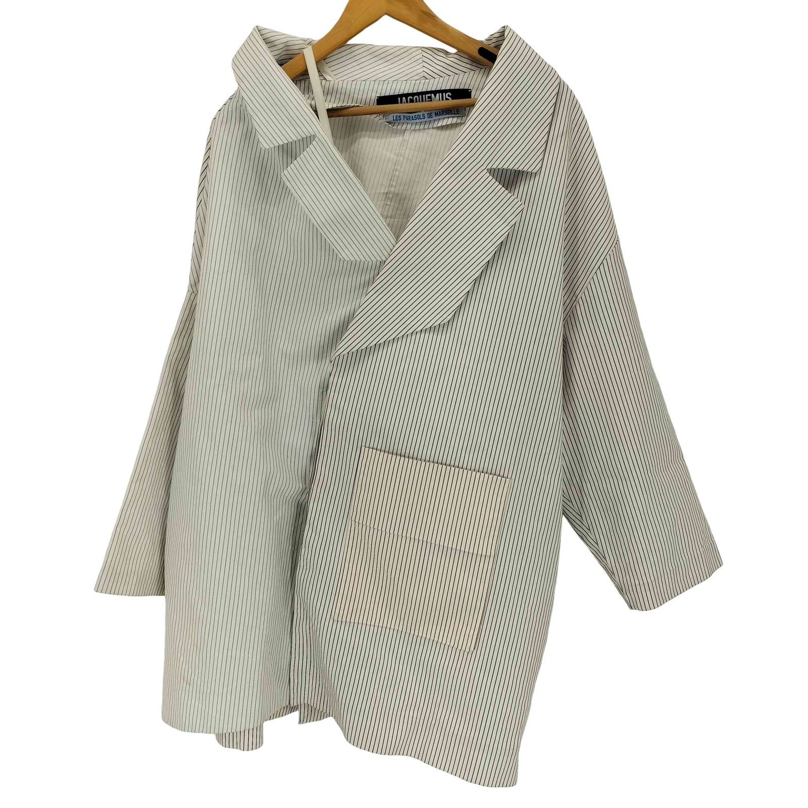 ジャックムス JACQUEMUS 15SS LES PARASOLS DE MARSEILLE ピンストライプ変形ジャケット メンズ 34