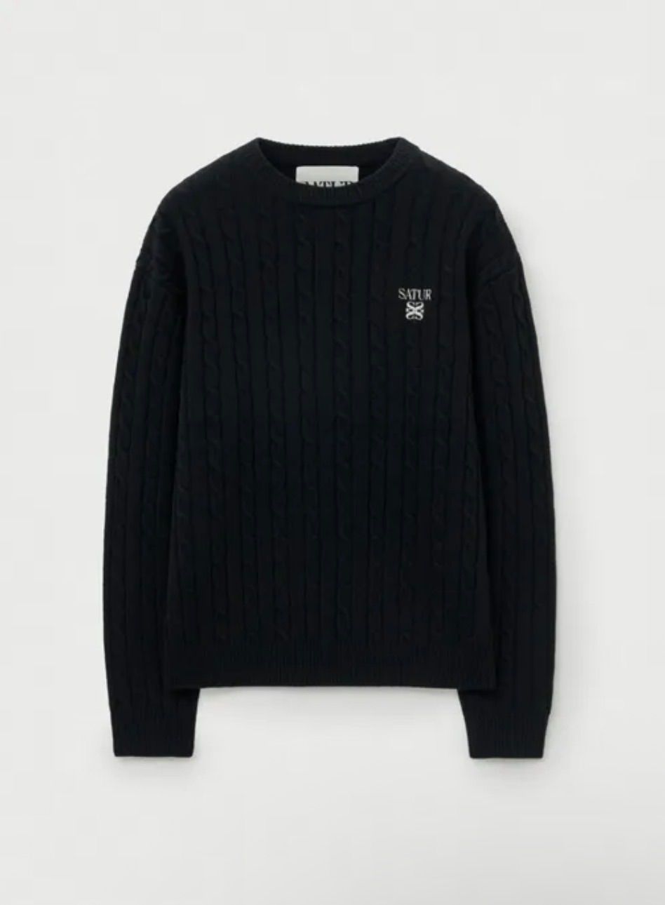 ☆ SATUR ☆ Basic Cable Crew Neck Knit 2XL