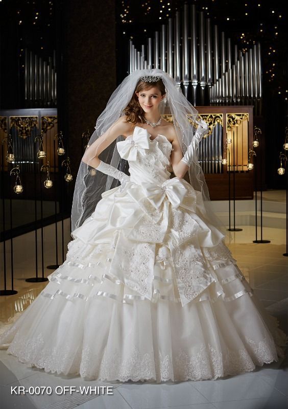 KURAUDIA クラウディア オフホワイト ウェディングドレス 11号 13号 15号 プリンセスライン レースアップ 結婚式 前撮り フォトウェディング 中古 9,000円