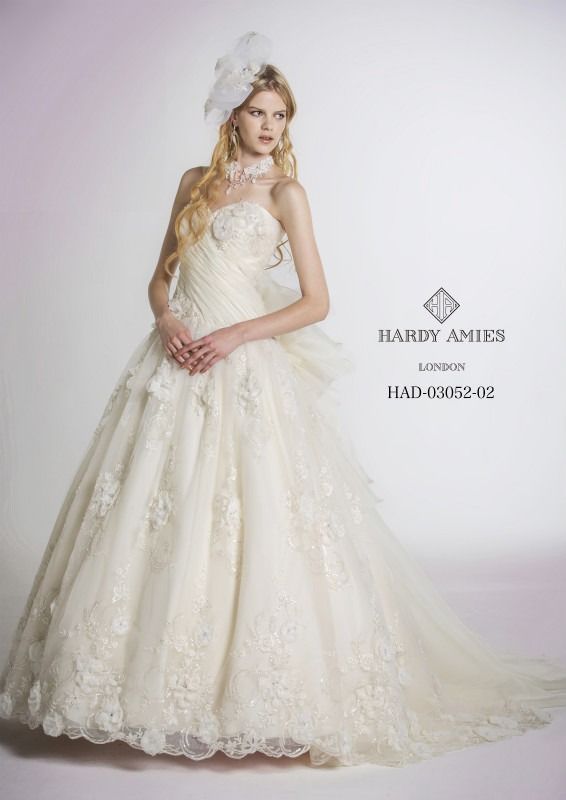 HARDY AMIES オフホワイト ウェディングドレス 7号 9号 11号 Aライン 
