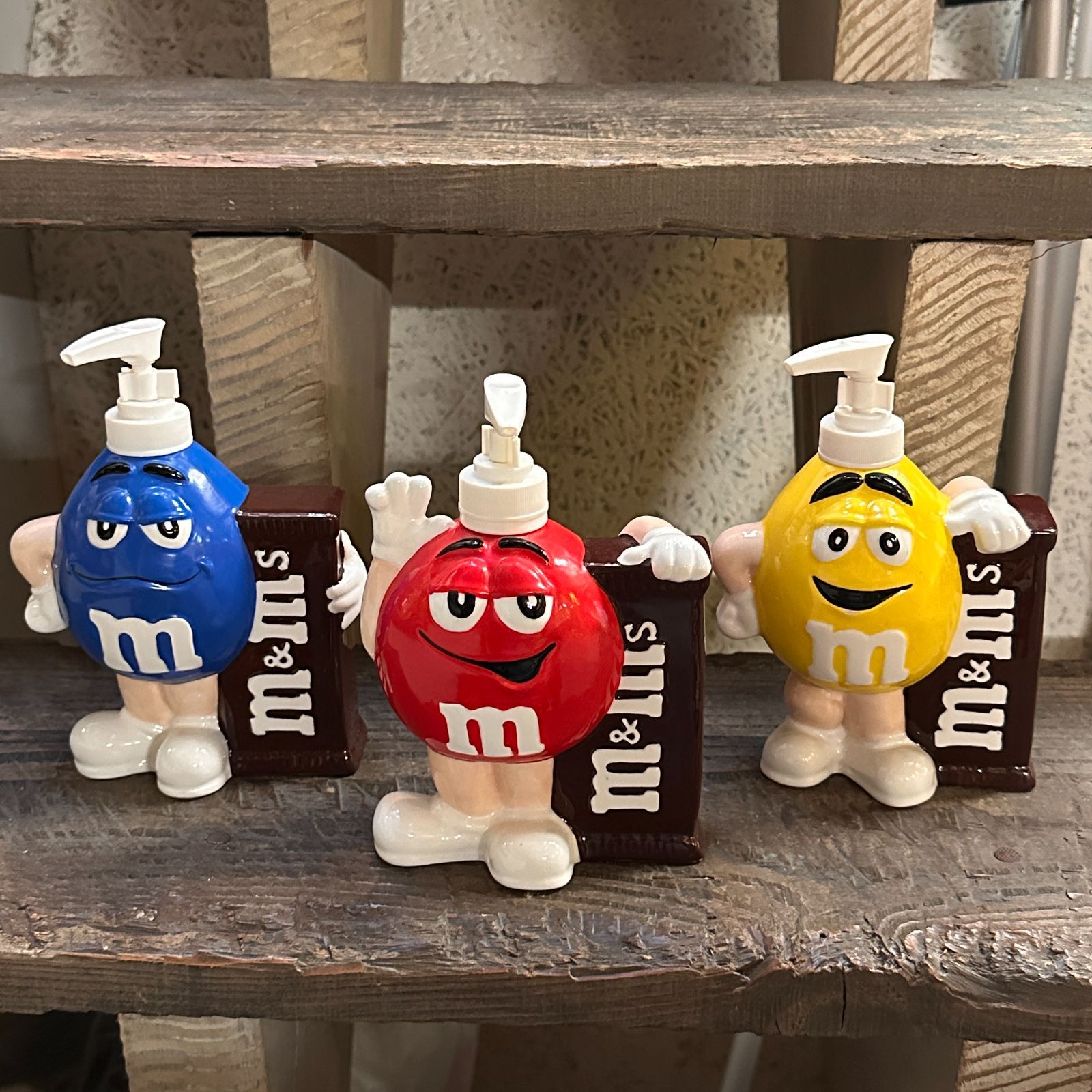 M&M's ディスペンサー　3体セット 2000s Mars社公認 Benjamin & Medwin製 m&m's 陶器製 ソープ