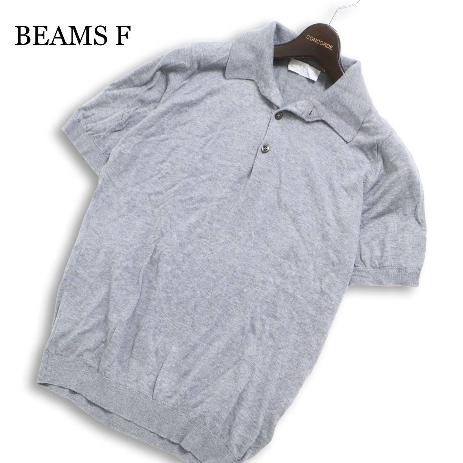 ジョンスメドレー　ビームスF ニット　ポロシャツ　コットン　Mサイズ　グレー 英国製 BEAMS F by JOHN SMEDLEY ビームスF ジョンスメドレー 半袖