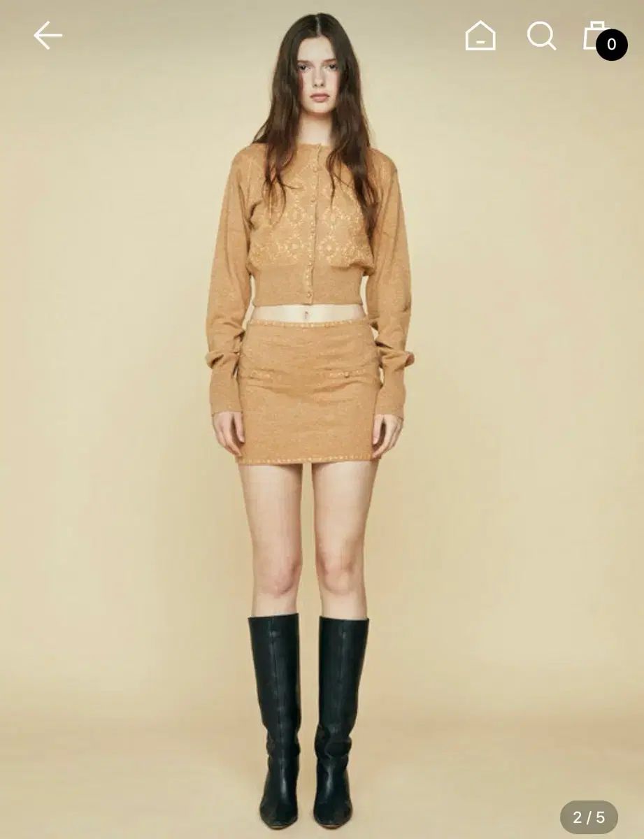 グロウニー SABRINA WOOL CARDIGAN SET - Brown