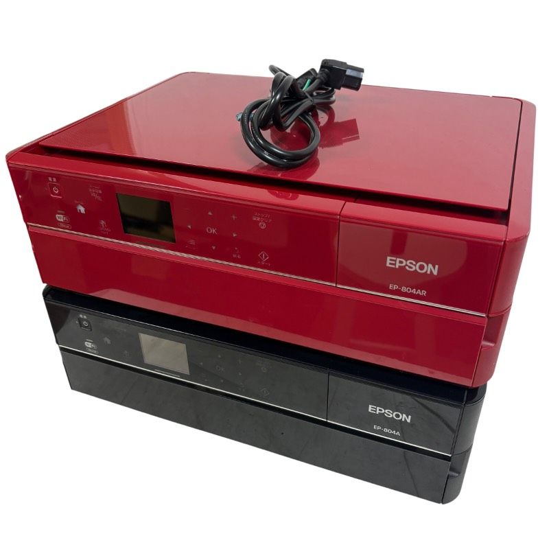 【ジャンク】EPSON EP-804AR EP-804A 2台セット レッド ブラック 通電確認のみ 電源コード付 エプソン インクジェットプリンター 複合機 まとめ売り
