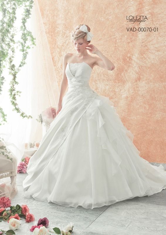 LOLETTA オフホワイト ウェディングドレス 7号 9号 11号 Aライン レースアップ 結婚式 前撮り フォトウェディング 中古