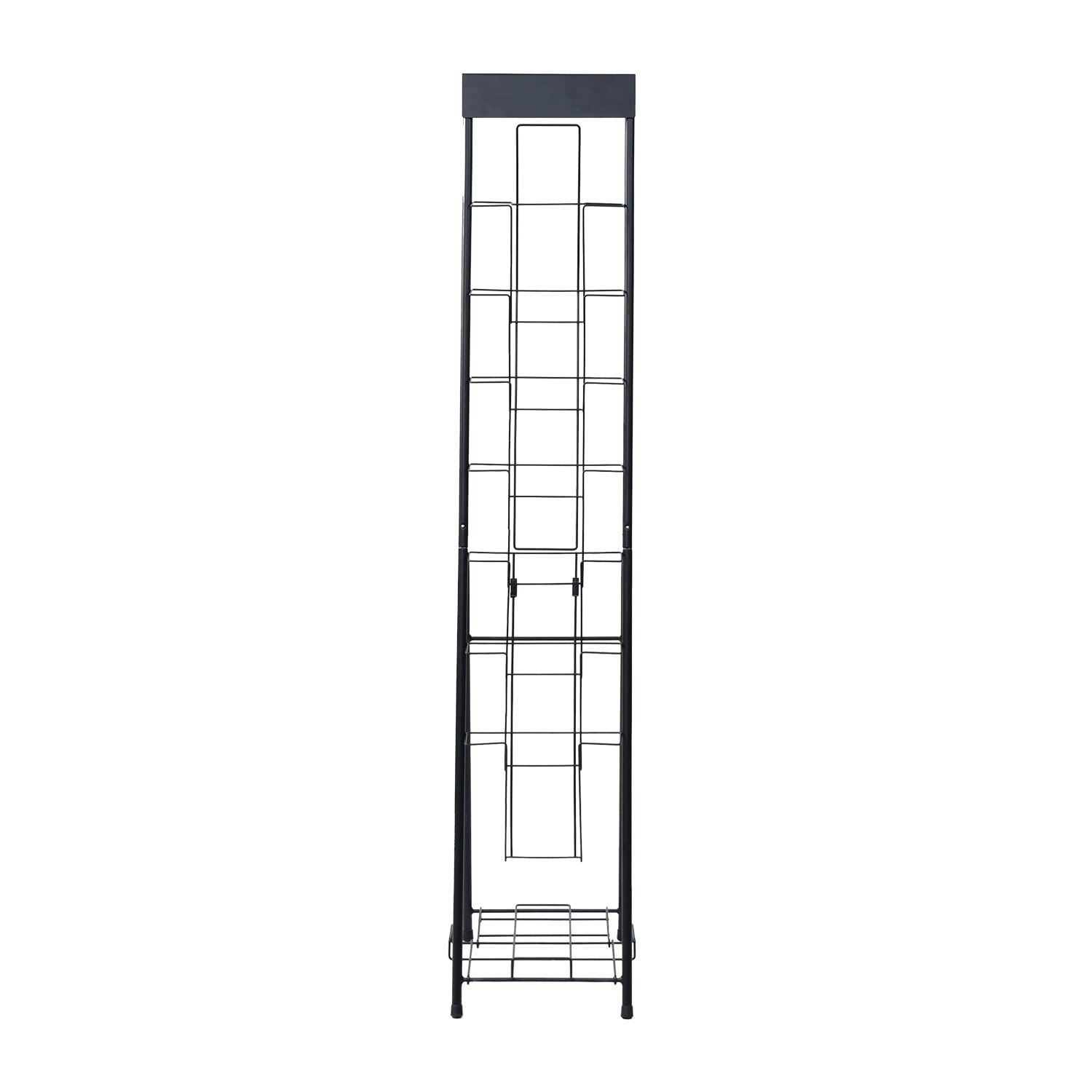 [山善] パンフレット スタンド 1列 7段 幅29.5×奥行43.5×高さ146cm A4サイズ対応 折りたたみ ディスプレイラック マットブラック DPS-71(MBK)ｍａ