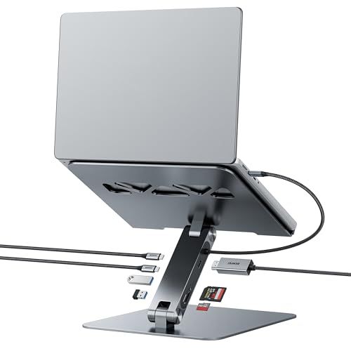 BENFEI ノートパソコンスタンド USB C 7in1 ドッキングステーション、HDMI 4K@60Hz、SD x 1、Micro SD x 1、100W 電源供給、10Gbps、USB C 3.2 x 1、USB A 3.2 x 2、MacBook ｍａ