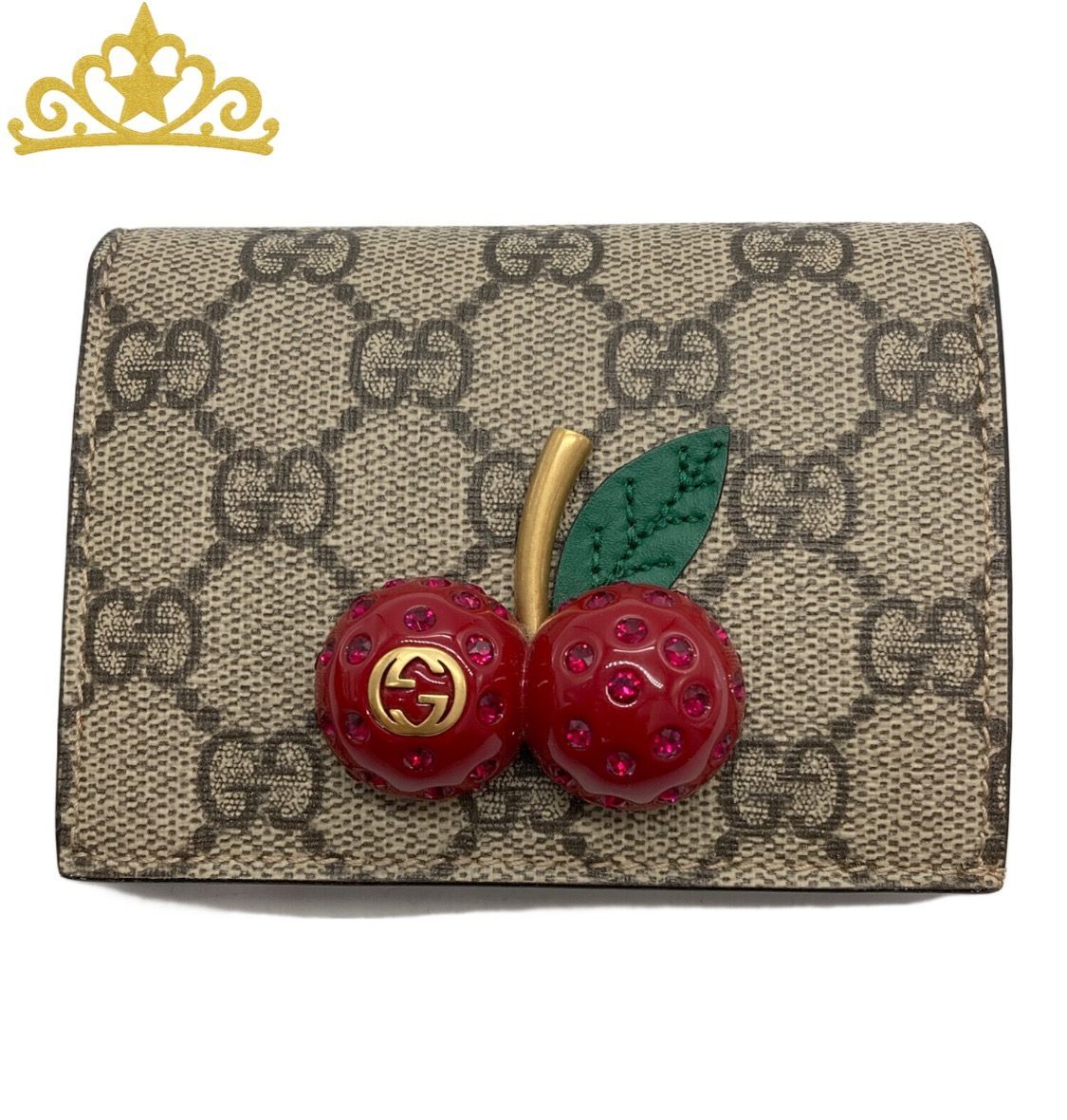 GUCCI GGスプリーム チェリー コンパクトウォレット レディース グッチ 二つ折り財布