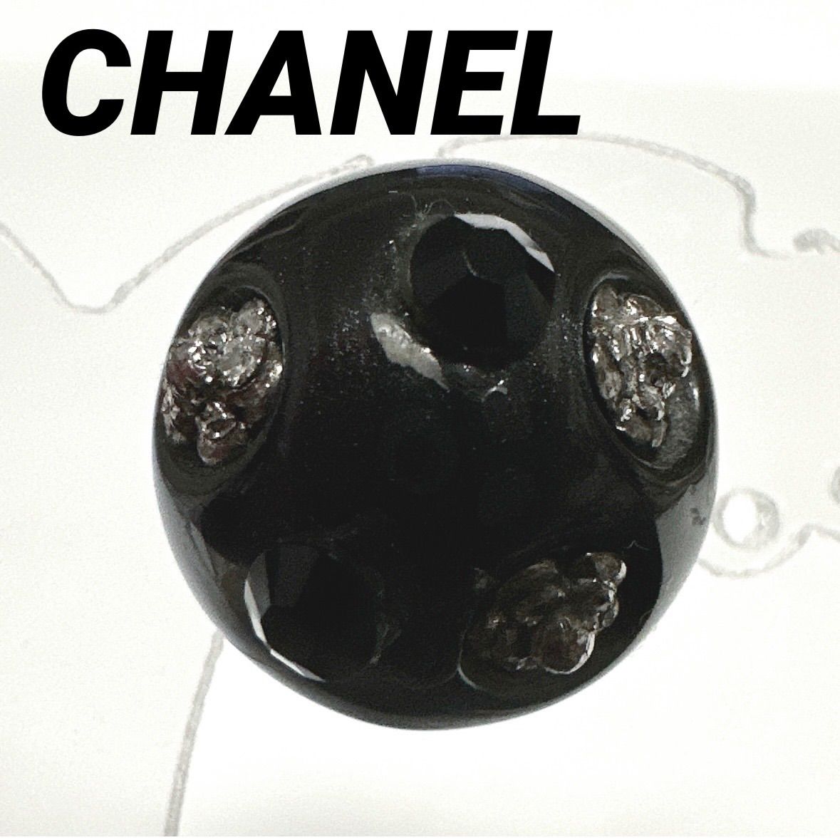 シャネル　CHANEL　イヤリング　カメリア　ヴィンテージ　希少　02A　メタル　プラスチック　ブラック　シルバー