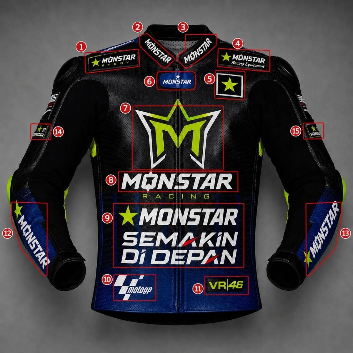 高品質　バレンティーノ・ロッシ　2019　motogp　ロゴ変更無料　オーダーメイド　レーシング　レザージャケット　サイズ各種　本革　レプリカ　★発送予定日: ８月１３日