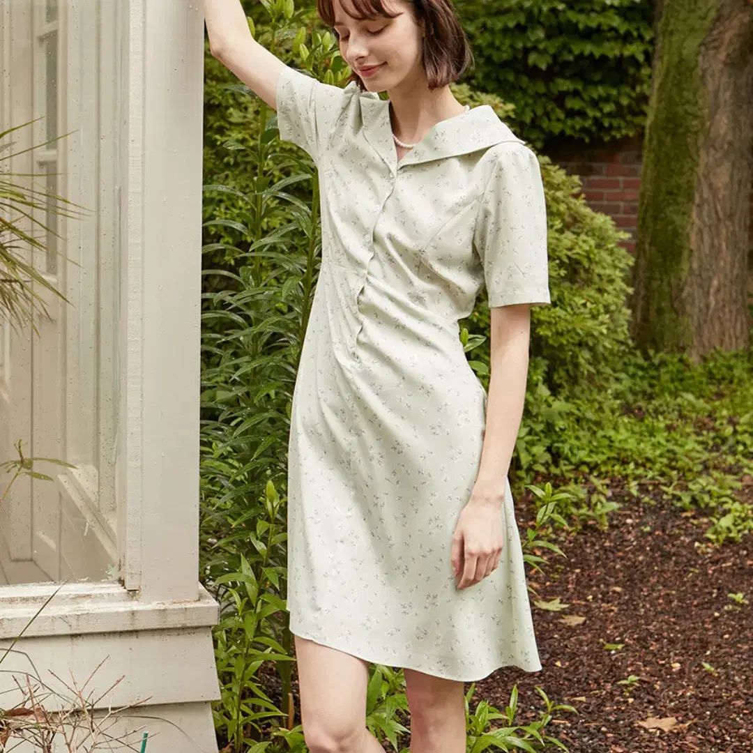 ノンローカル(NONLOCAL) フローラル ショールカラーワンピース 55 新品