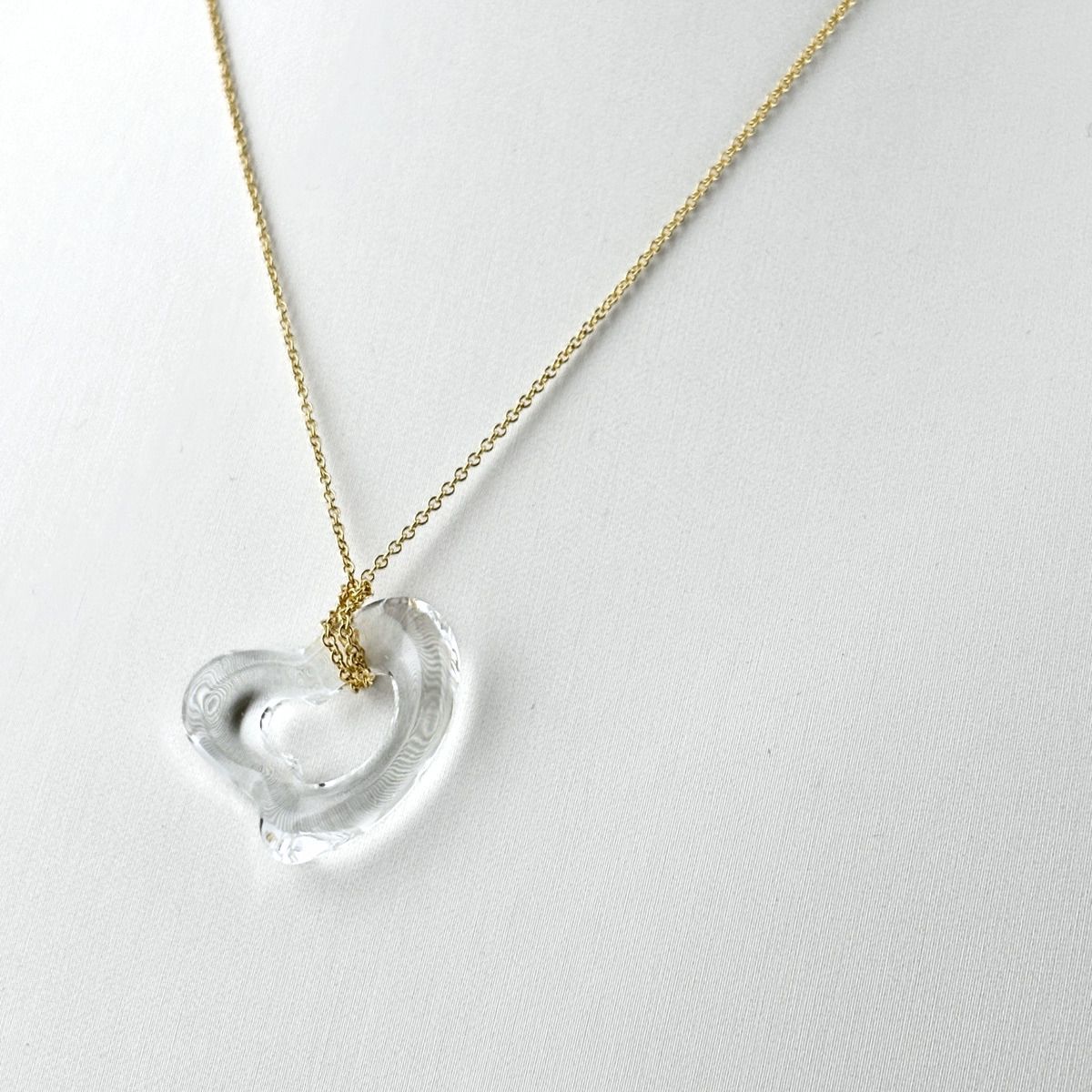 ティファニー TIFFANY&Co. オープン ハート ロッククリスタル ネックレス YG イエローゴールド ペンダント エルサ・ペレッティ ネックレス 750 クリスタル レディース 【中古】