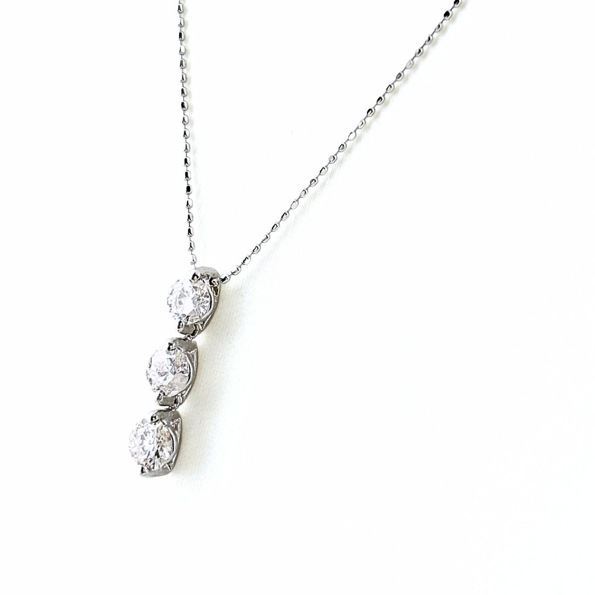 メレダイヤ デザインネックレス WG ホワイトゴールド ペンダント ネックレス K18 ダイヤモンド レディース 【中古】
