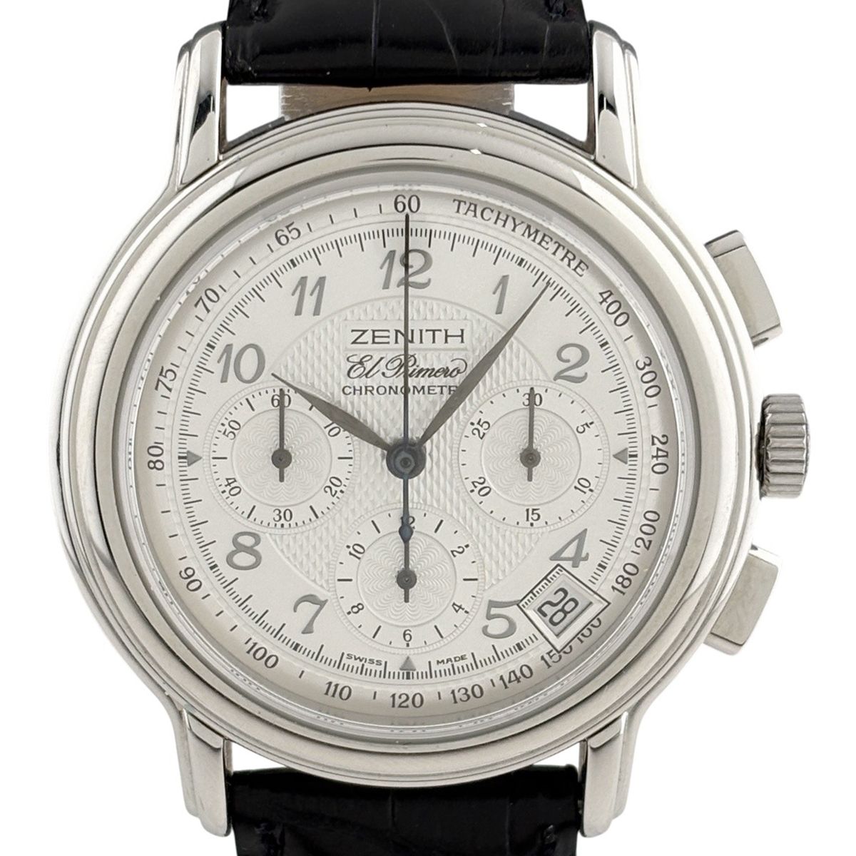 ゼニス ZENITH クロノマスター エルプリメロ 01.0240.400/01 腕時計 SS レザー 自動巻き シルバー メンズ 【中古】