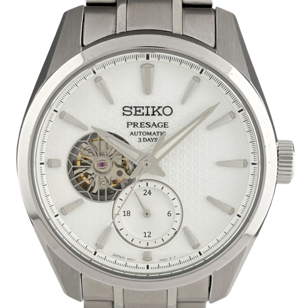 【保証書】セイコー SEIKO プレサージュ 6R5J-00A0 SARJ001 腕時計 SS 自動巻き ホワイト メンズ 【中古】