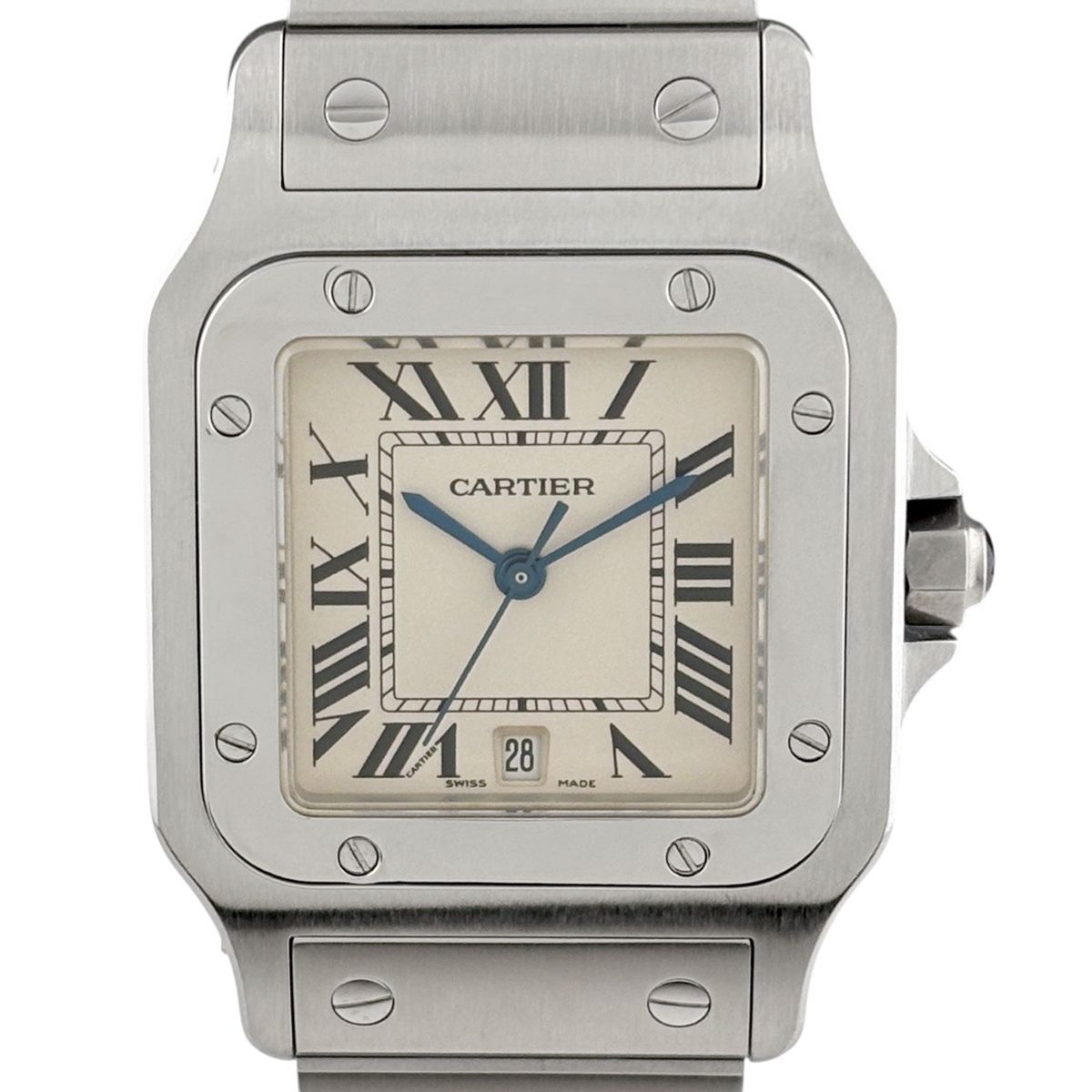 カルティエ CARTIER サントスガルベ LM W20060D6 腕時計 SS クォーツ アイボリー系 メンズ 【中古】