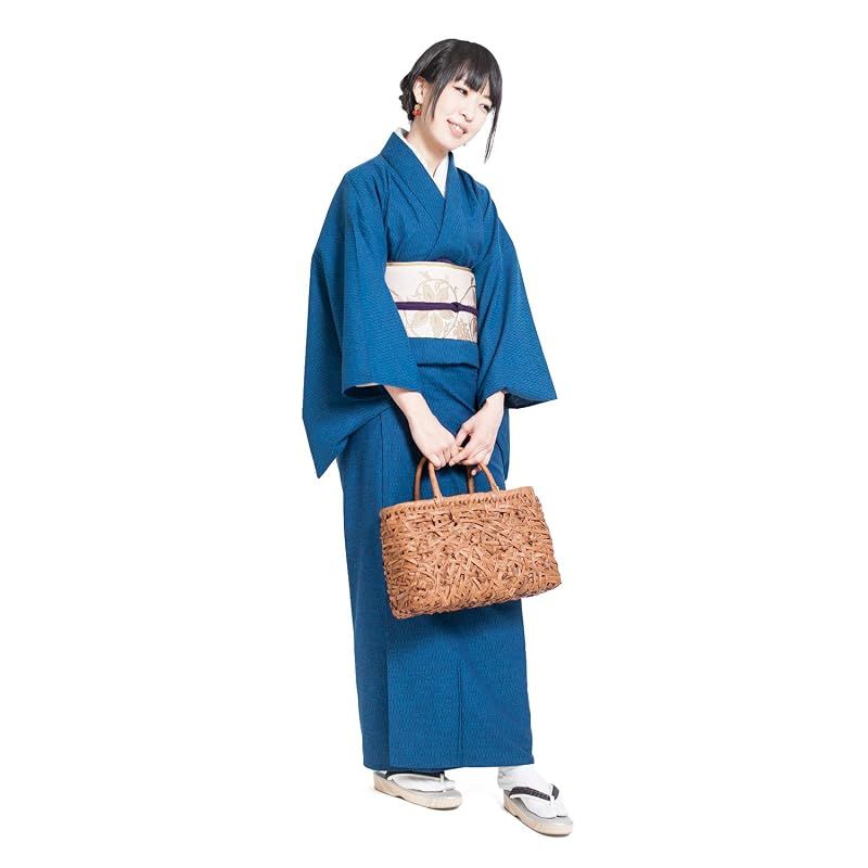 【新品】 [たゆたふ] 久留米織着物 洗える着物 お仕立て上がり 着物 単衣 レディース 無地 木綿 和装 綿 S ドビー ブルー
