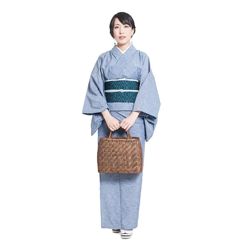【新品】 [たゆたふ] 久留米織着物 洗える着物 お仕立て上がり 着物 単衣 レディース 無地 木綿 和装 綿 L ネップ 青 14,850円