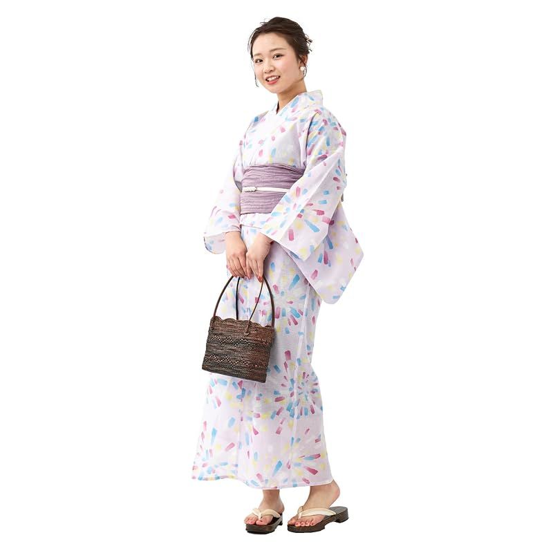 【新品】 [たゆたふ / TAYU-TAFU] セパレート浴衣 帯 2点 セット レディース 簡単 着付け 二部式 浴衣 ゆかた 綿 兵児帯 へこ帯 かわいい おしゃれ 夏用着物 Mサイズ A 花火柄 マルチ