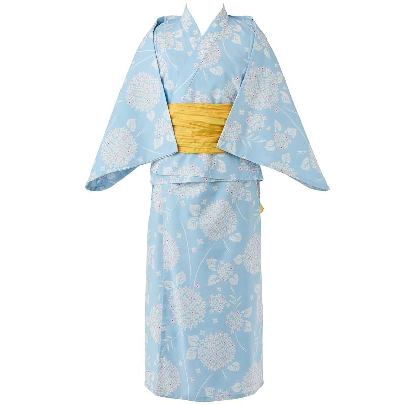 【新品】 浴衣 子供 女の子 セパレート ワンピース キッズ 簡単着付け 帯セット 和柄 レトロ 綿100% コットン 夏祭り 夕涼み会 花火 盆踊り お盆休み お祝い プレゼント(140cm,紫陽花(06)) 0