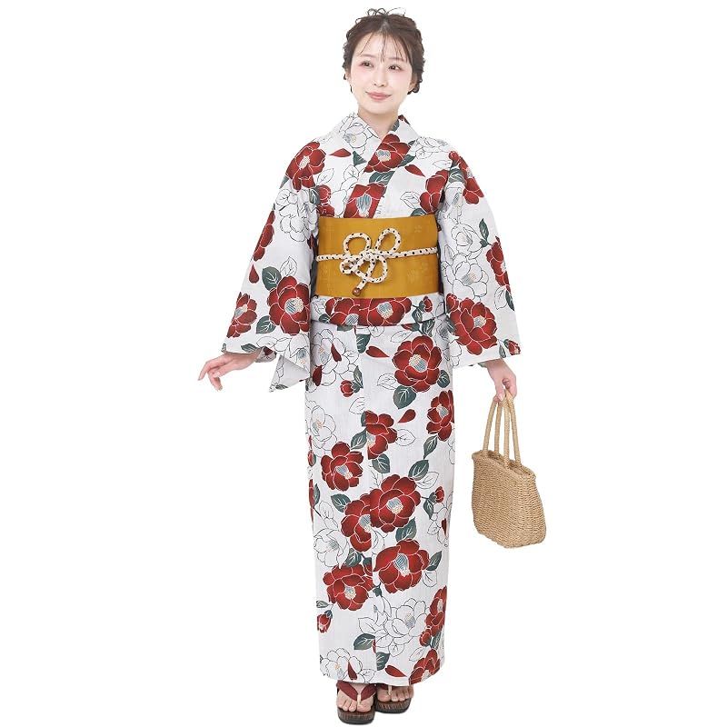 【新品】 風香 浴衣 レディース 二部式 セパレート ワンタッチ 作り帯 2点 セット フリーサイズ 椿 臙脂 (作り帯/日本製/からし)X50H0811 9,845円
