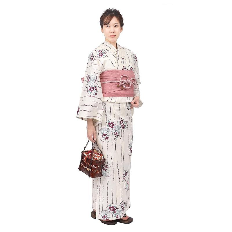 【新品】 [Fuuka] 風香 浴衣 2Lサイズ レディース 兵児帯 2点セット 大きいサイズ 椿あやめ ピンク紫 (兵児帯/日本製/コーラル) X4002A-2LB232