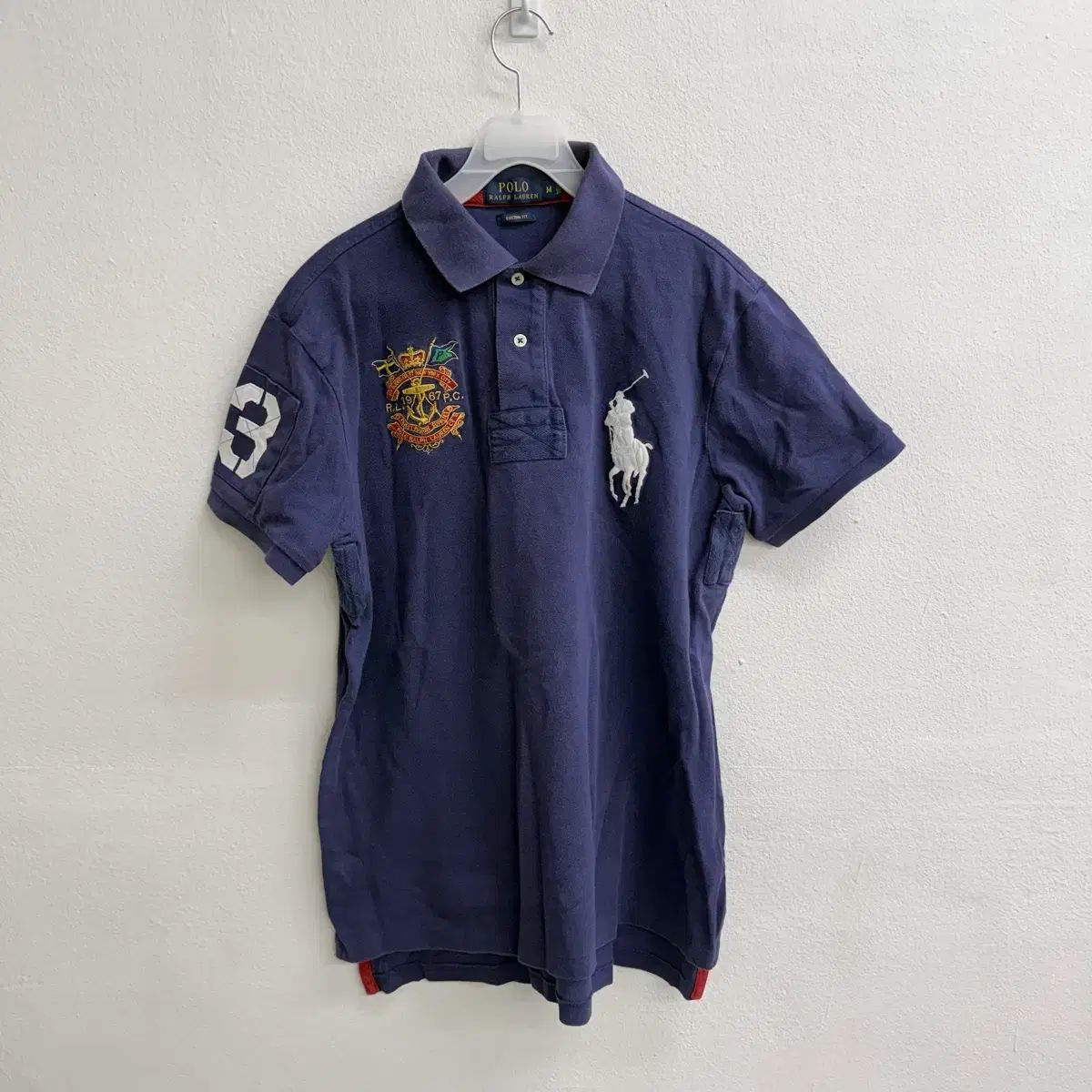 ポロラルフローレン ビックポニー バイオレット ワッペン 半袖 カラーTシャツ M