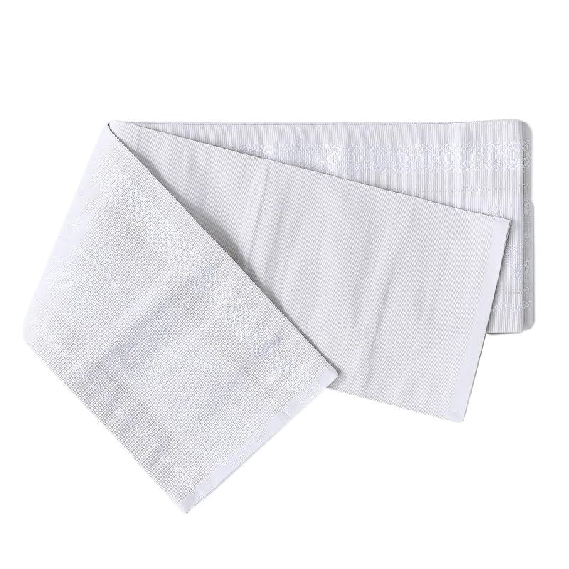 【新品】 [たゆたふ / TAYU-TAFU] 博多織 半幅帯 正絹 小袋帯 筑前 献上 着物 浴衣 通年 (六重奏の調べ 白灰色)