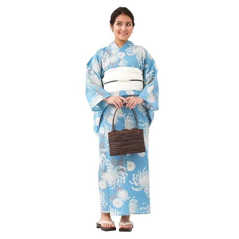 【新品】 [たゆたふ] セパレート浴衣 3点 セット 帯 下駄 花柄 簡単 二部式 兵児帯 浴衣セット レディース かわいい おしゃれ 花火大会 夏祭り 小さいサイズ 大きいサイズ (パステル 乱菊柄, M)