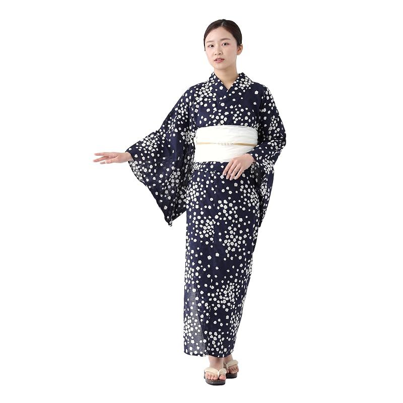 【新品】 [たゆたふ / TAYU-TAFU] セパレート浴衣 帯 2点 セット レディース 簡単 着付け 二部式 浴衣 ゆかた 綿 兵児帯 へこ帯 かわいい おしゃれ 夏用着物 Mサイズ B 紺地 小花柄