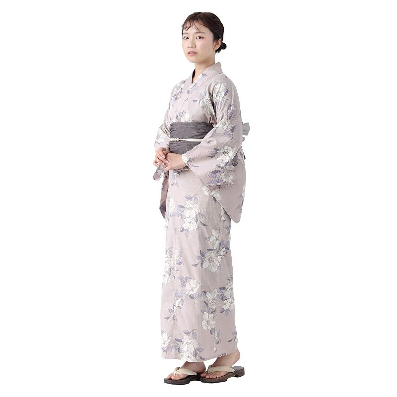 【新品】 [たゆたふ / TAYU-TAFU] セパレート浴衣 帯 2点 セット レディース 簡単 着付け 二部式 浴衣 ゆかた 綿 兵児帯 へこ帯 かわいい おしゃれ 夏用着物 Lサイズ B グレージュ系ひなげし柄