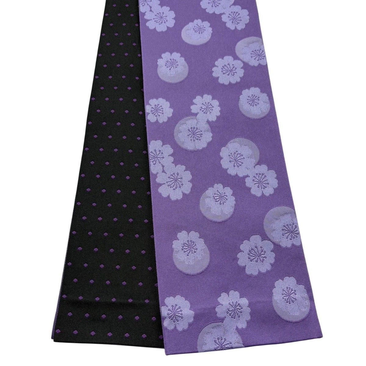 【美品】半幅帯 優品 桜 薄紫 化繊 【中古】