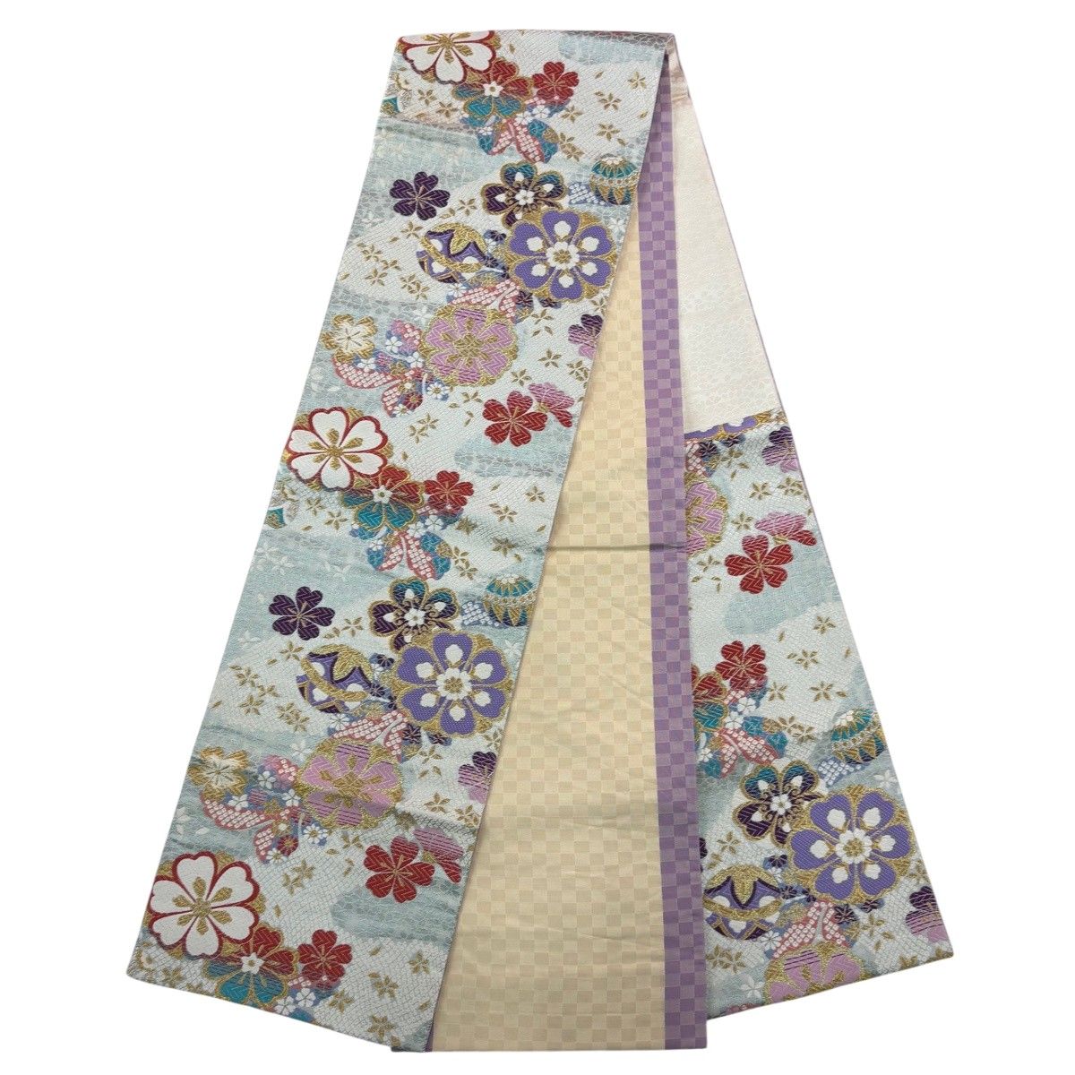 振袖 身丈165cm 裄丈65.5cm M 袷 袋帯フルセット 桜 菊 金糸 金彩