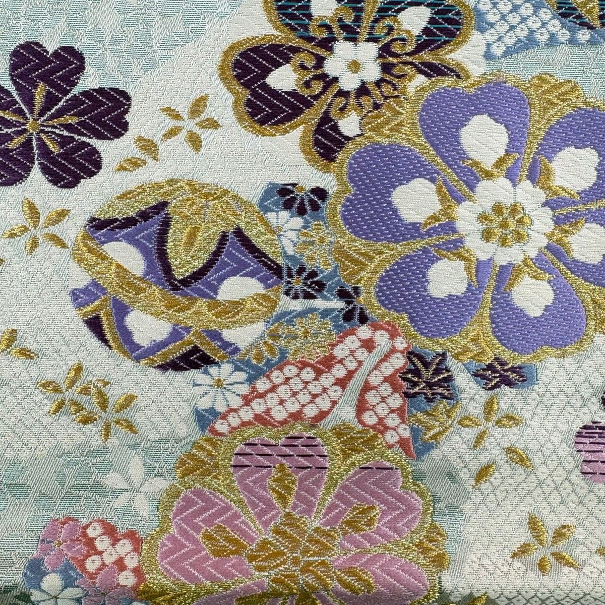 振袖 身丈165cm 裄丈65.5cm M 袷 袋帯フルセット 桜 菊 金糸 金彩