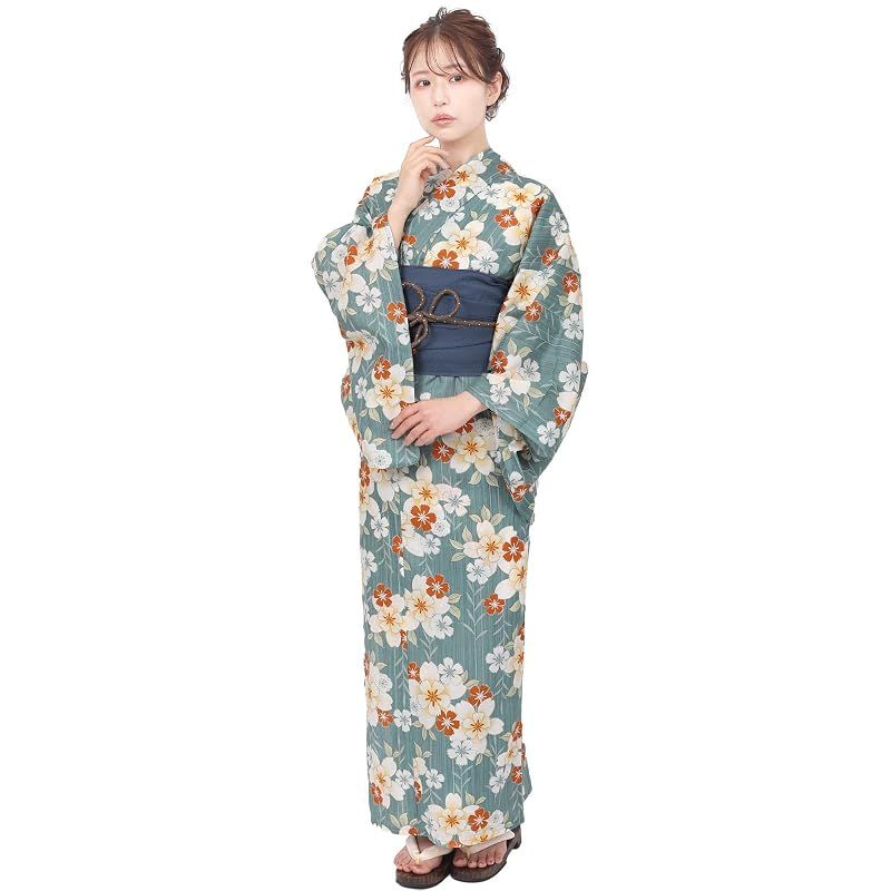 【新品】 [Fuuka] 風香 浴衣 レディース 二部式 兵児帯 2点セット セパレート フリーサイズ 撫子 青磁 (兵児帯/日本製/ネイビー)X50H11B233