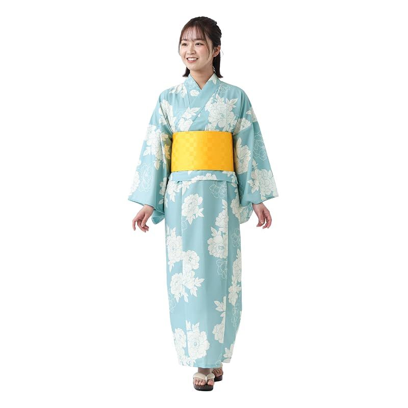 【新品】 [たゆたふ] セパレート ワンピース 浴衣 ３点セット 帯 下駄 レディース 2026 おしゃれ 簡単 かわいい 着付け ゆかた yukata 中学生 高校生 大学生 大人 双子コーデ 夏 花火大会 お祭り (水色地 牡丹柄)