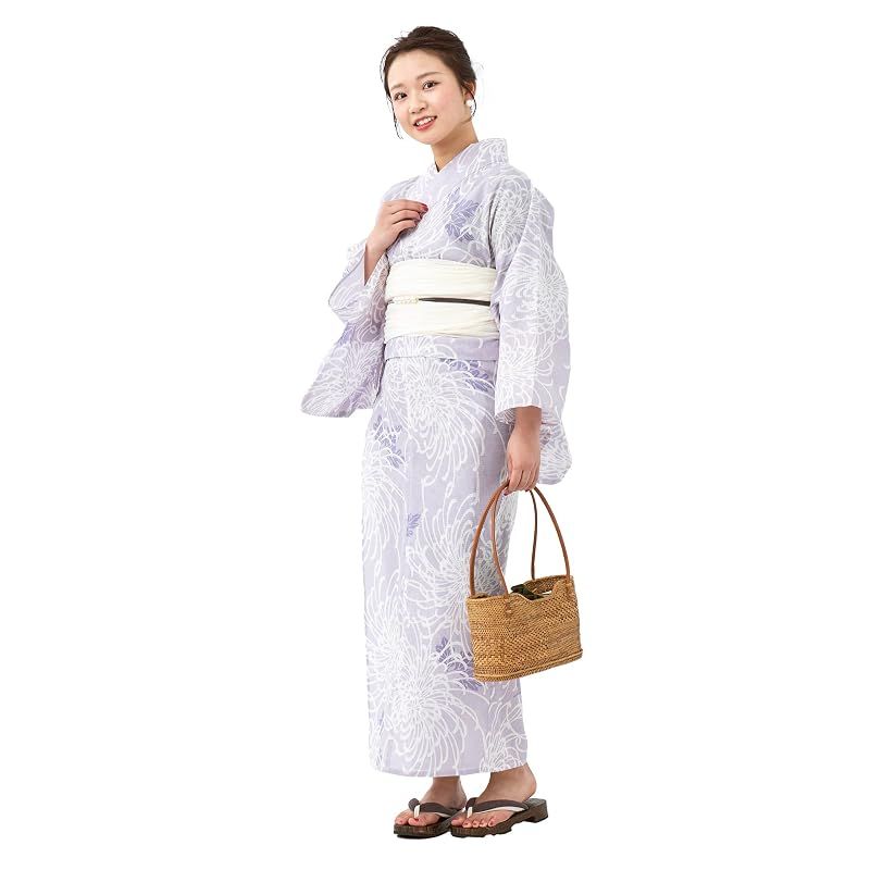 【新品】 [たゆたふ / TAYU-TAFU] セパレート浴衣 帯 2点 セット レディース 簡単 着付け 二部式 浴衣 ゆかた 綿 兵児帯 へこ帯 かわいい おしゃれ 夏用着物 Lサイズ A 糸菊柄 パープル