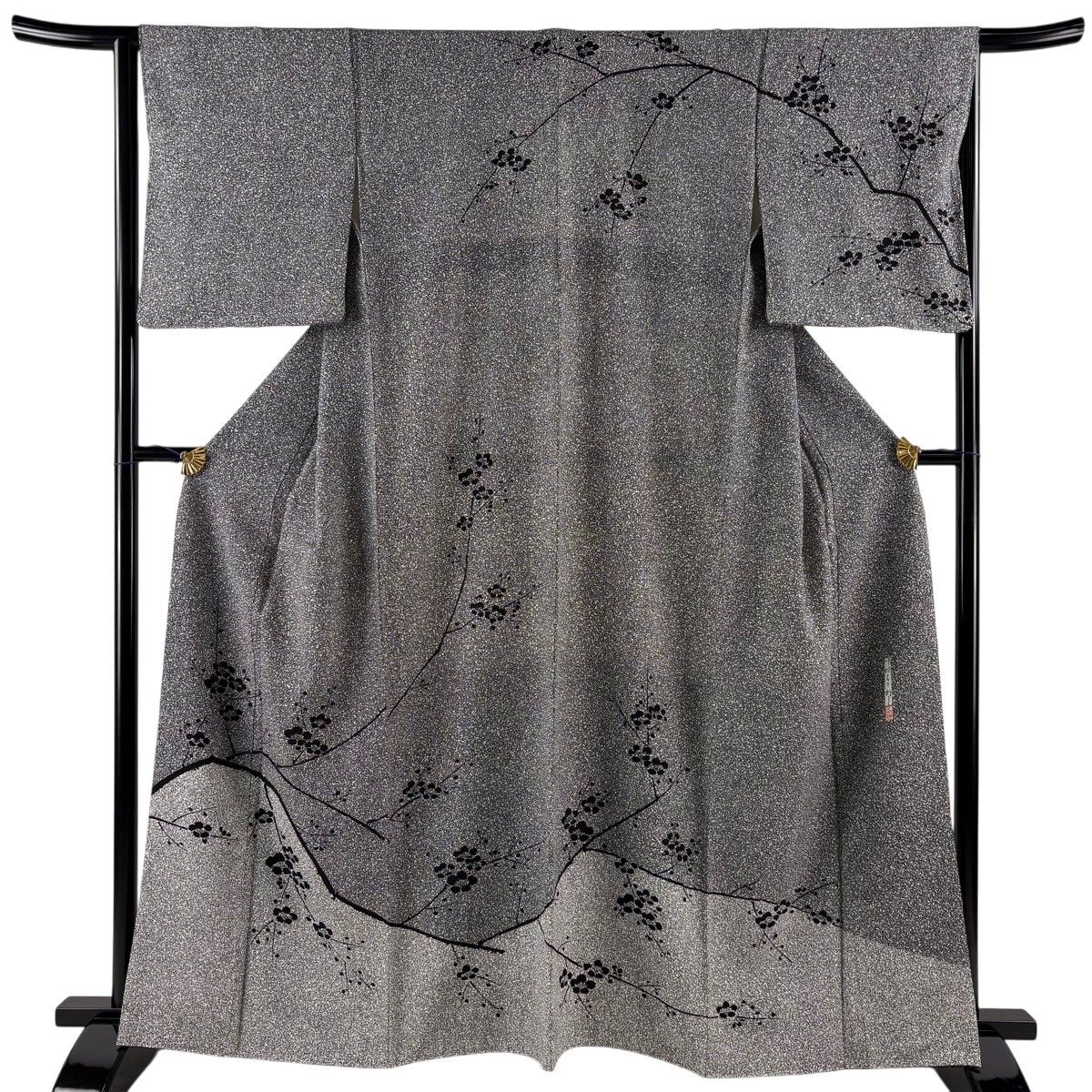 訪問着 身丈163.5cm 裄丈64cm M 袷 川村久太郎 落款 枝梅 黒灰 正絹 名品 【中古】 10,952円